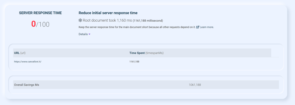 server response time